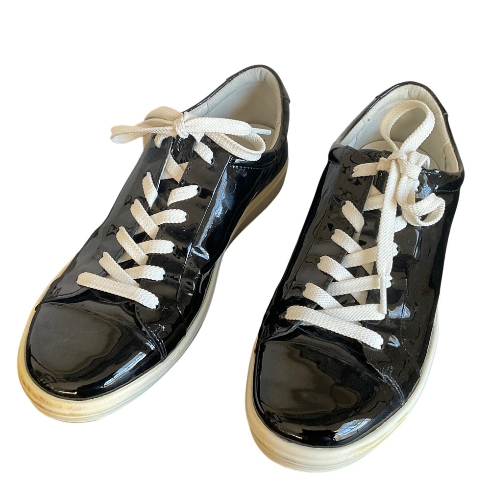 ECCO Soft 7 Womens 8.5 Black Patent Leather Lace Up Sneakers 39 47030301001 - Picture 14 of 14